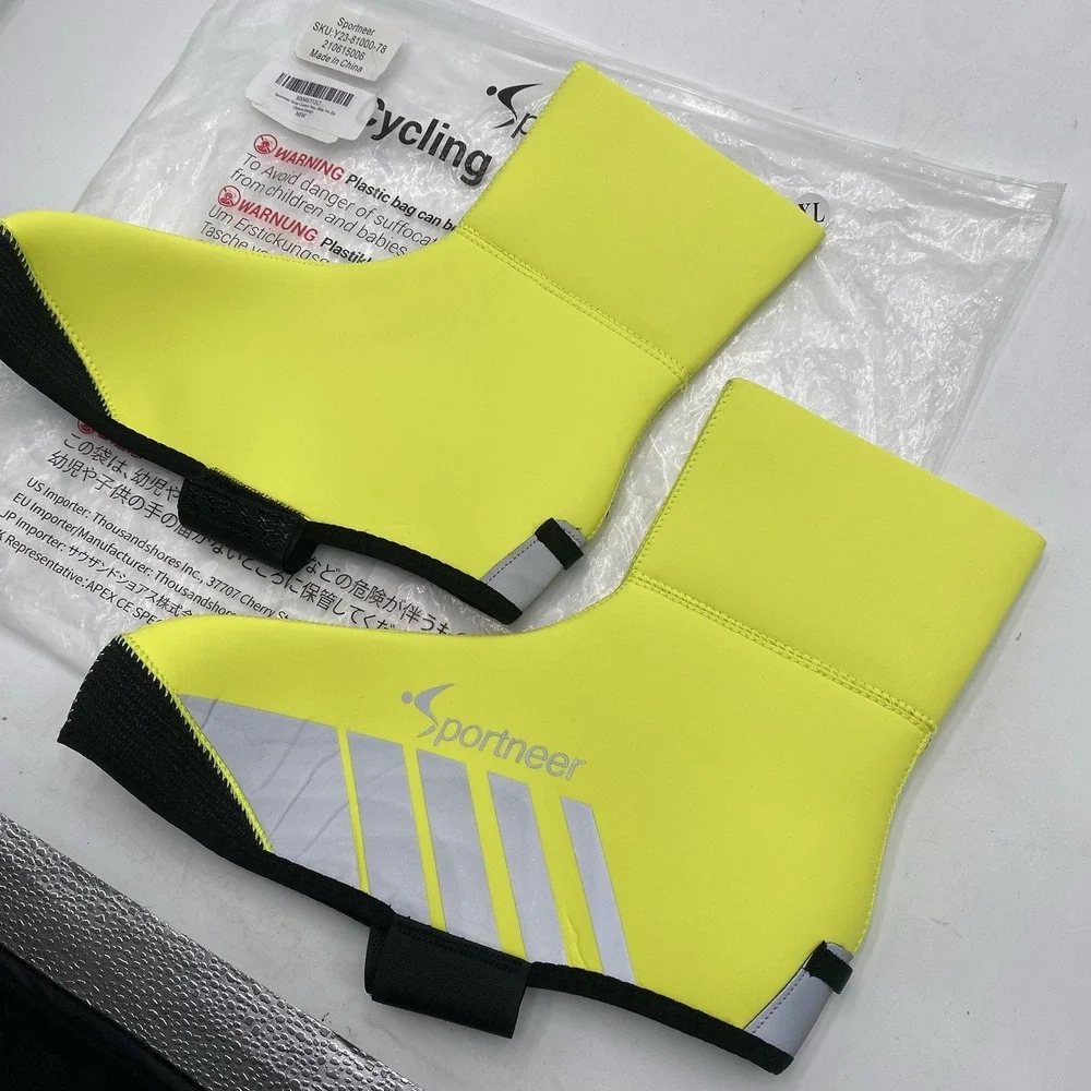 Bike Shoe Cover Warmer Cycling Shoe Covers Warm Windproof‎ Overshoes Neon XL